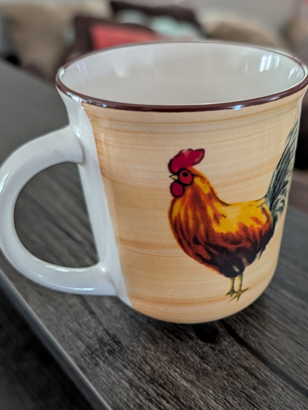 cottagecore Rooster Ceramic Coffee Mug - Beige and Brown - Picture 2 of 4
